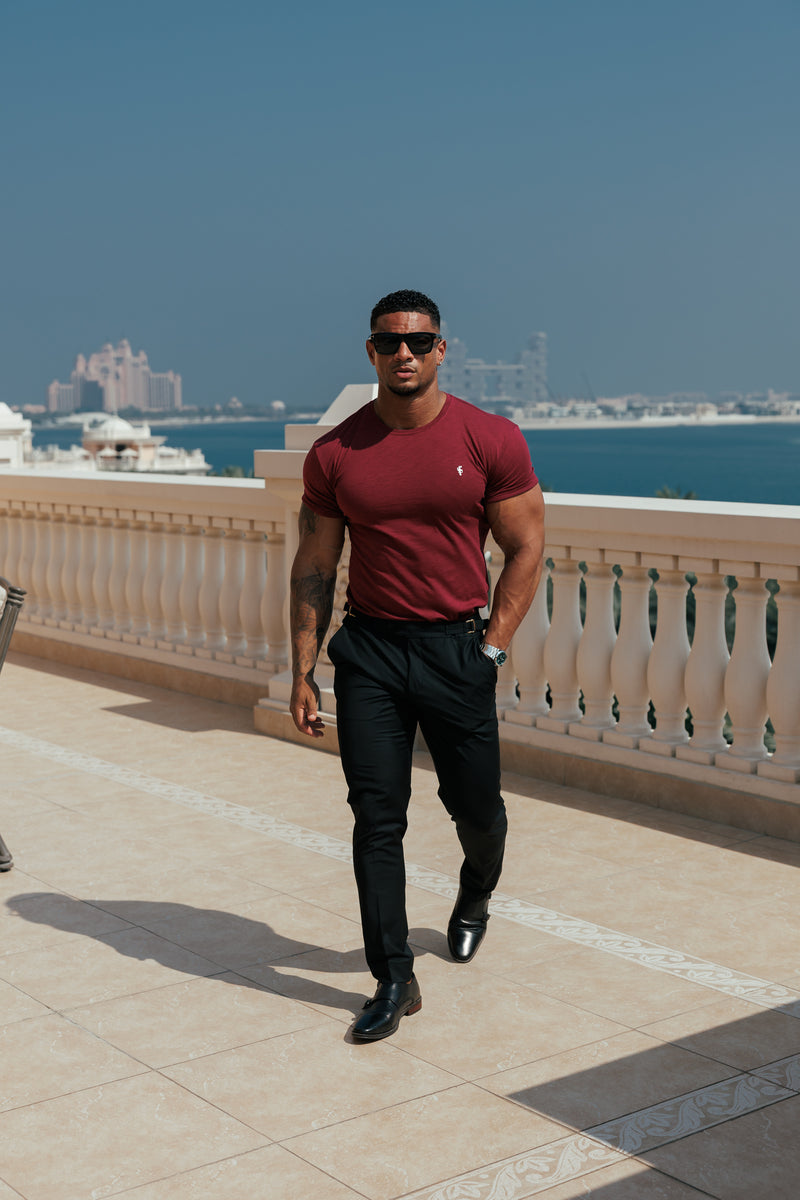 Vater-Söhne-T-Shirt mit Rundhalsausschnitt, Weinrot – FSH1380