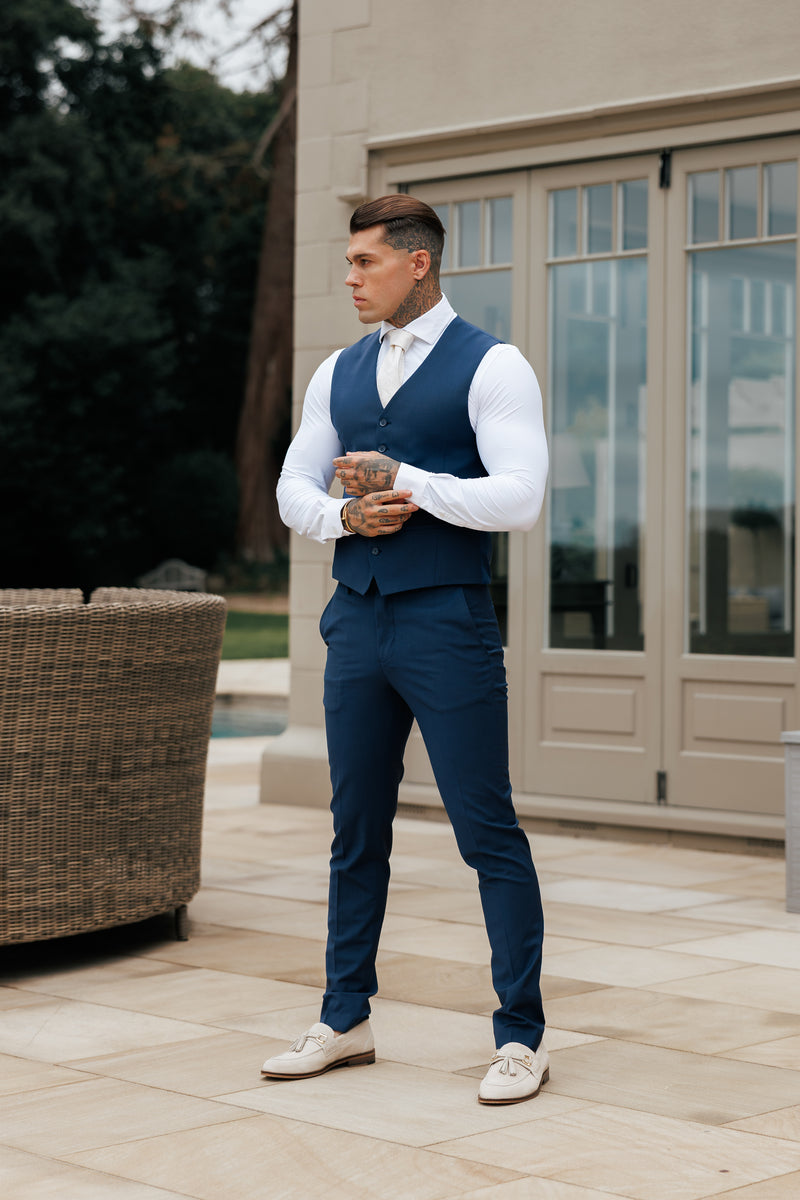 Father Sons Slim Formal Waistcoat Navy - FSW012