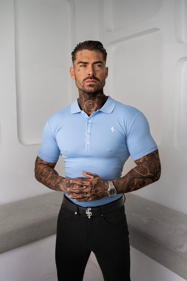 Klassisches babyblaues Poloshirt von Father Sons – FSH049
