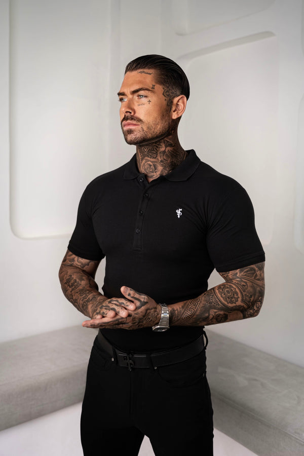 Klassisches schwarzes Poloshirt von Father Sons – FSH041