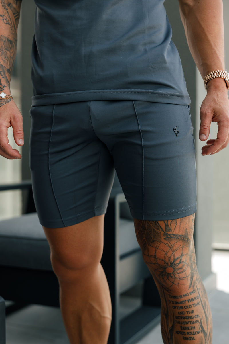 Father Sons Scuba Shorts mit elastischem Kordelzug und Biesen, Anthrazit/Schwarz - FSH1112