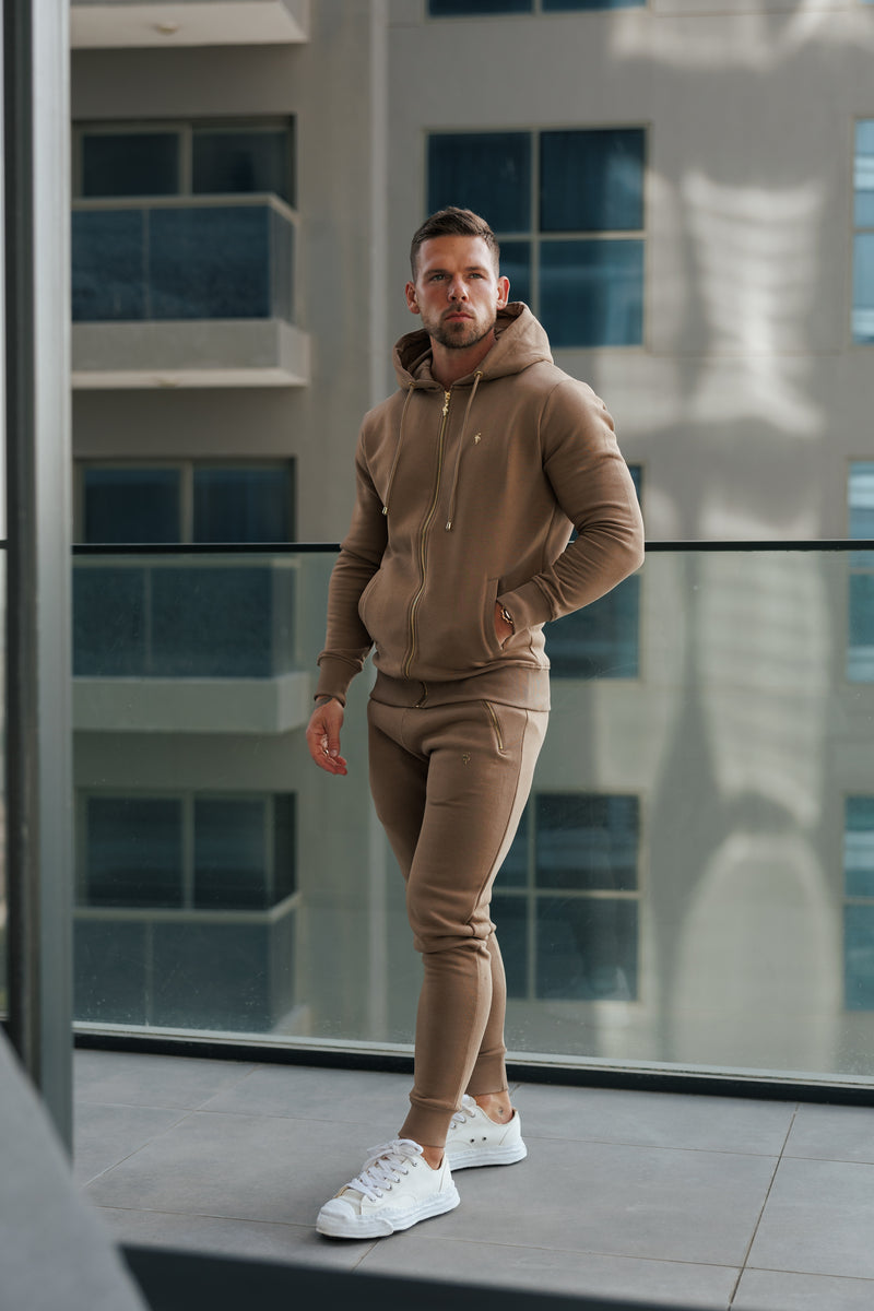 FS Taupe / Gold Hose mit Reißverschlusstaschen - FSH1254