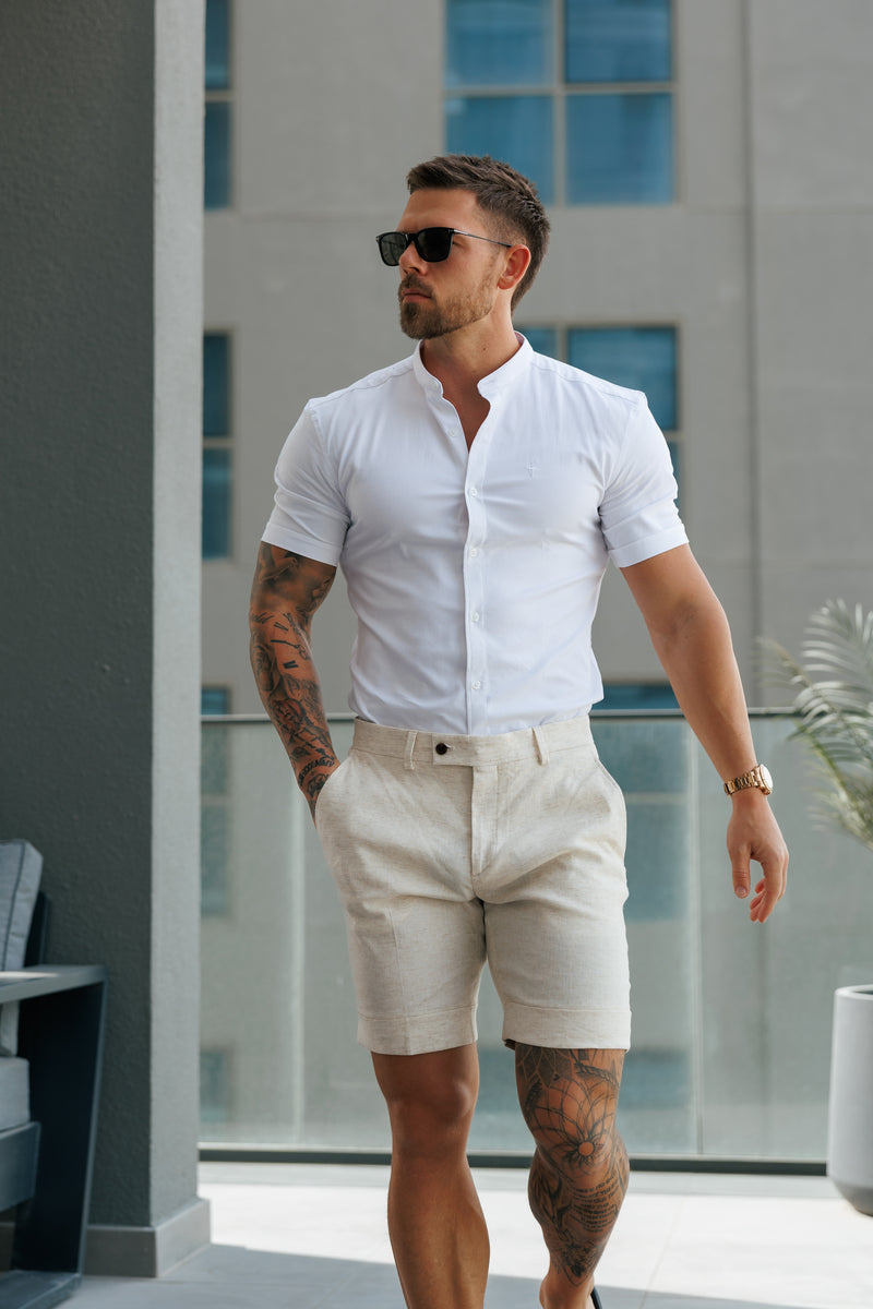 Maßgeschneiderte Leinenshorts für Vater und Sohn - FSTS002