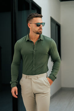Tailliertes Khaki-Langarmtrikot für Vater und Sohn – FSD003
