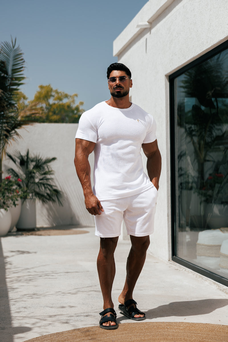 Father Sons White / Gold Towelling Crew T Shirt - FSH1345