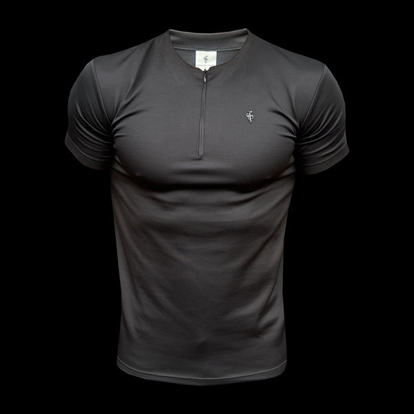 Father Sons Scuba Black Crew T-Shirt mit Reißverschlussdetail, kurzärmlig – FSH1031