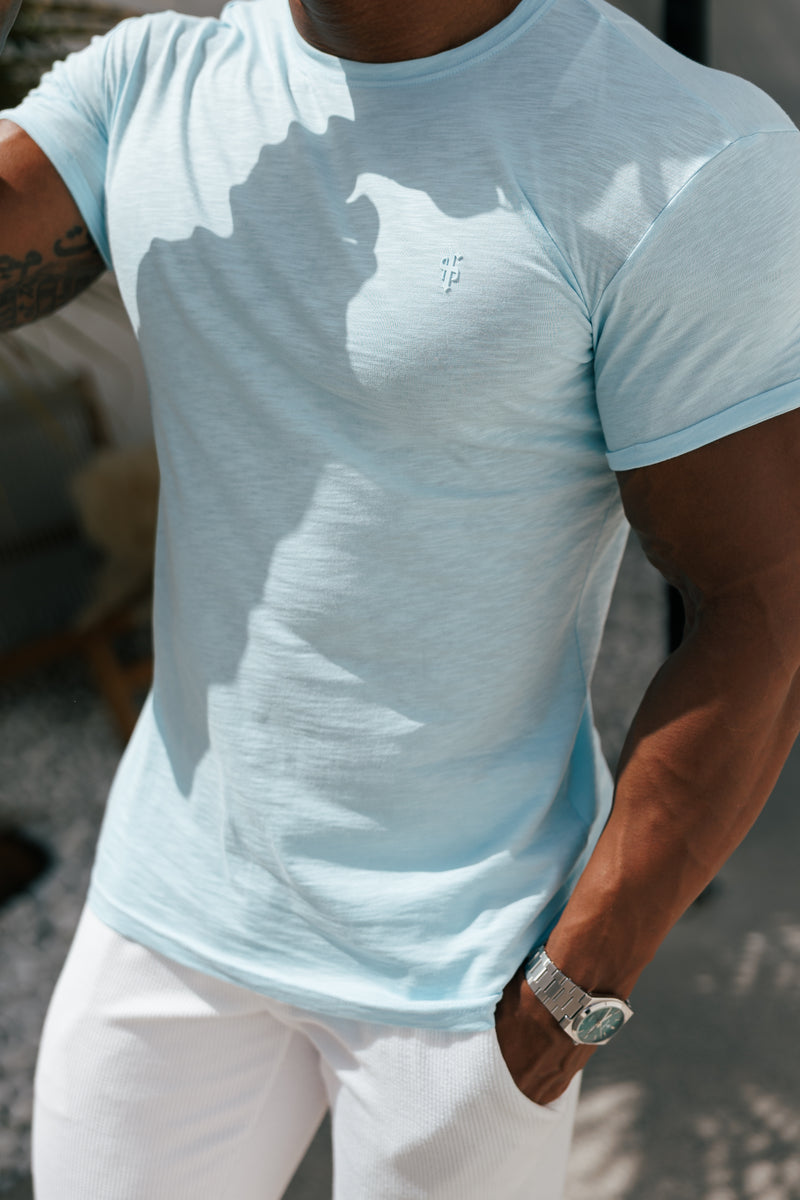 Father Sons Light Blue Slub Crew T-Shirt - FSH1335