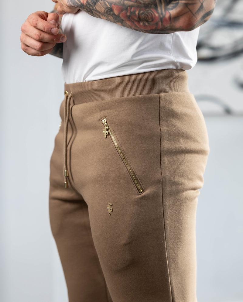 FS Taupe / Gold Hose mit Reißverschlusstaschen - FSH1254