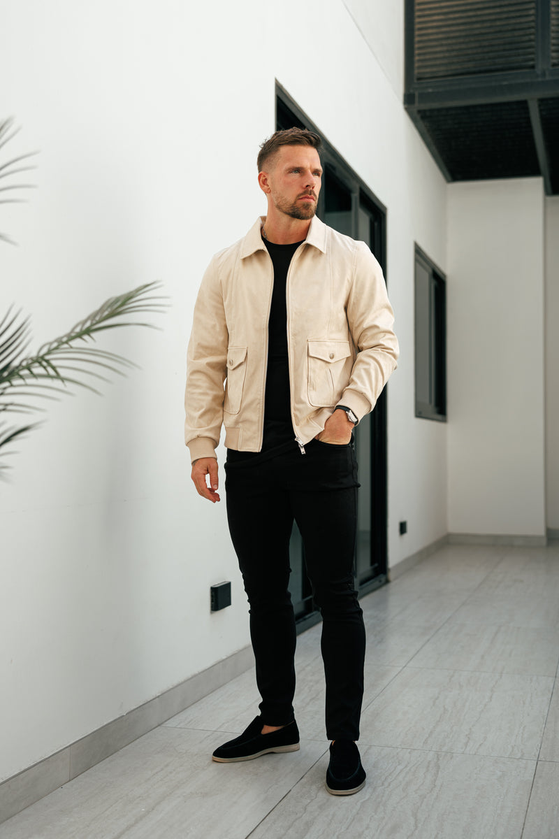 FS Suede Feel Beige Bomber Jacket - FSN228