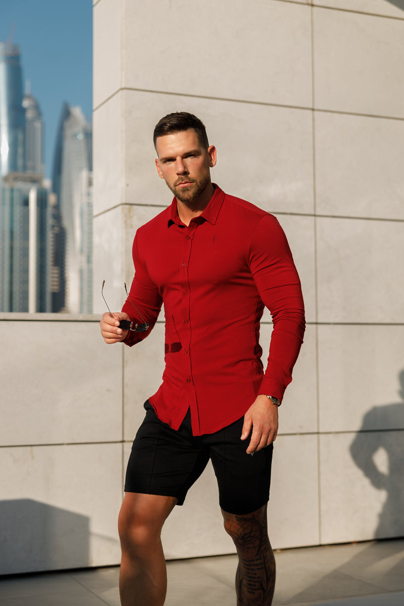 Tailliertes Langarmtrikot „Ox Blood“ von Vater und Sohn – FSD002