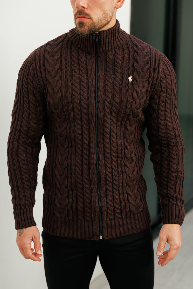 Father Sons Funnel Neck Full Zip Cardigan Brown - FSJ142 (VORBESTELLUNG 21. DEZEMBER)