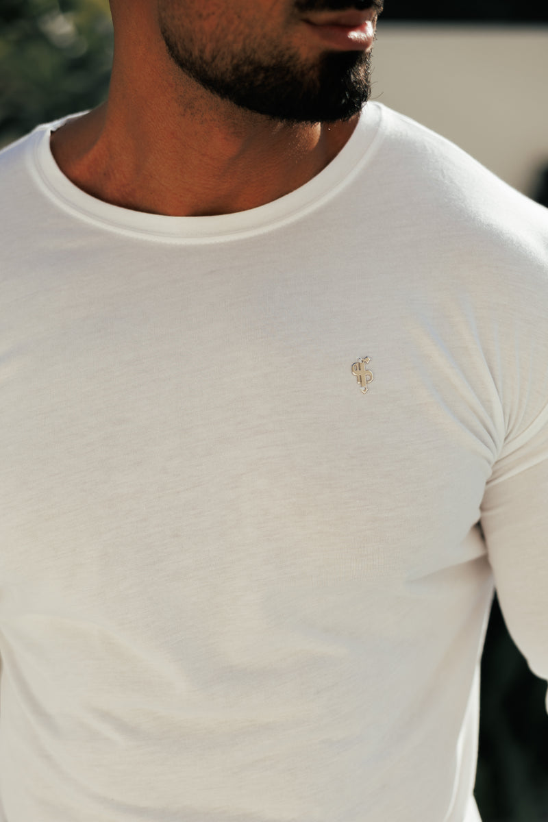 Vater-Söhne-Langarmshirt in Weiß/Silber aus Bambus mit Rundhalsausschnitt – FSH1416