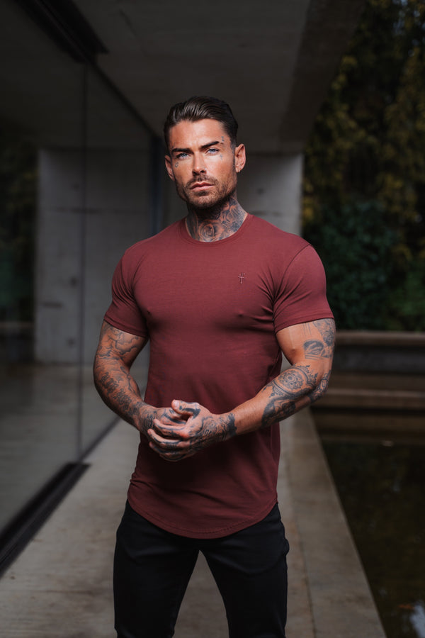 Father Sons Classic Burgundy Tonal Curved Hem Crew T Shirt - FSH926 (PRE ORDER 30TH MAY)