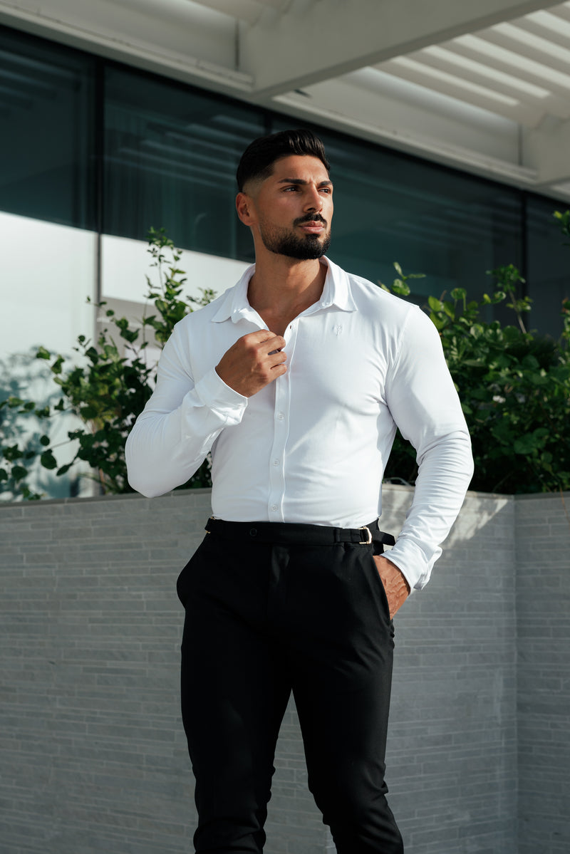 Tailliertes weißes Langarmtrikot „Vater und Sohn“ – FSD001
