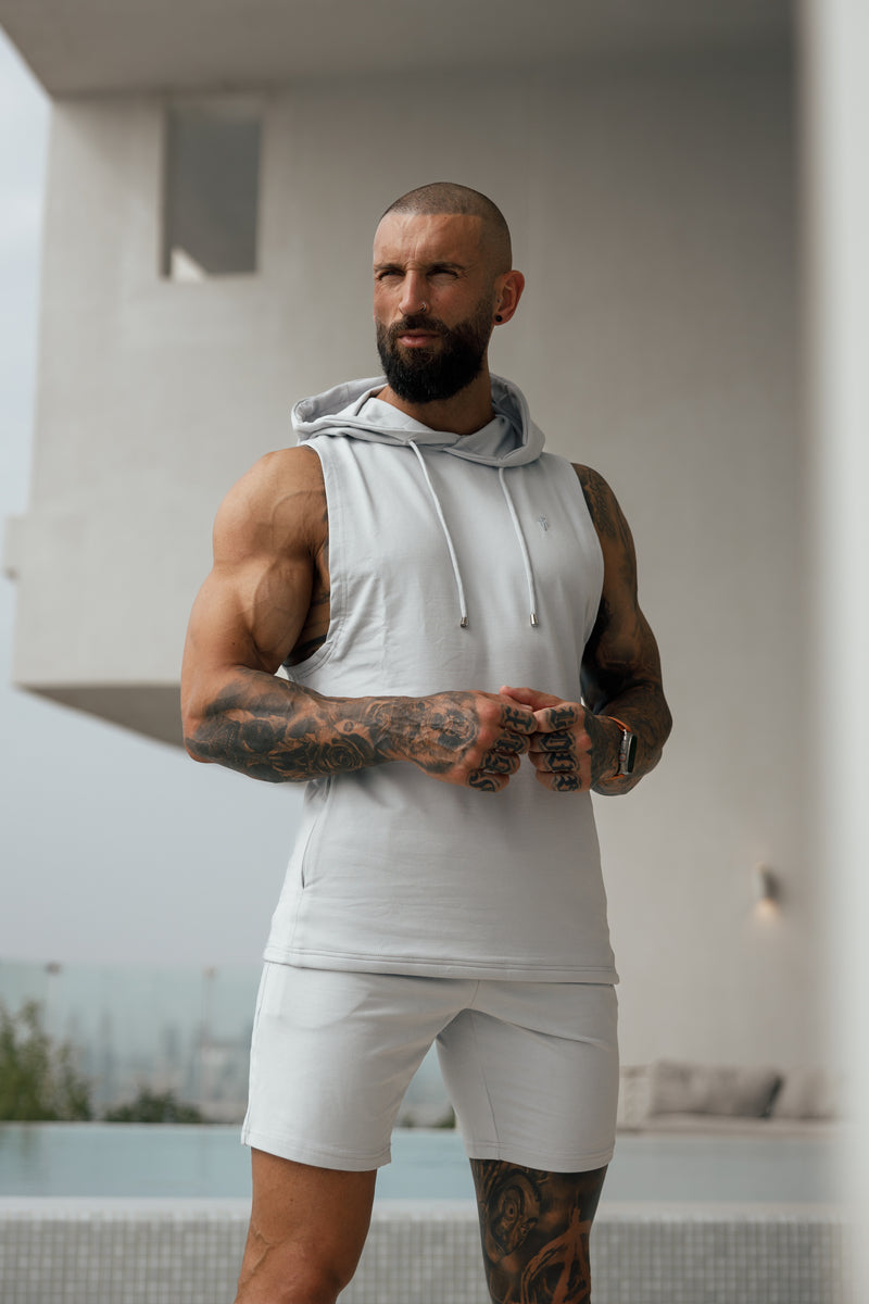 Father Sons Sleeveless Light Grey Gym Hoodie - FSH898