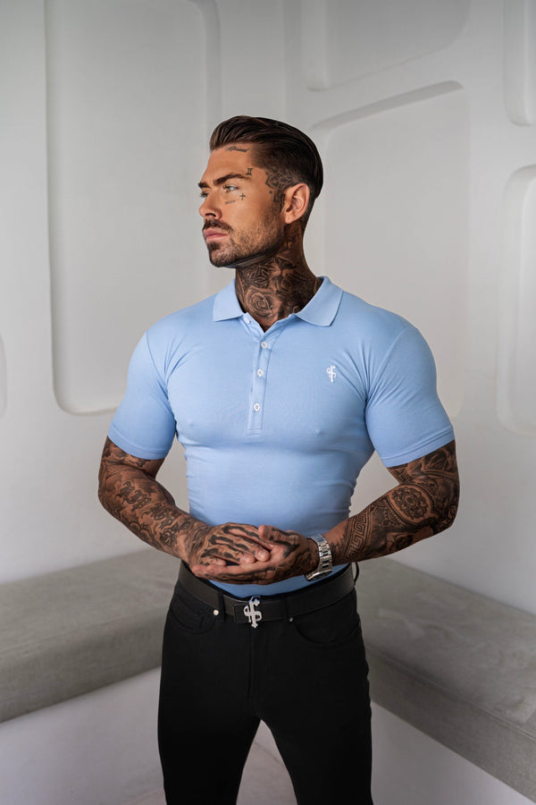 Klassisches babyblaues Poloshirt von Father Sons – FSH049