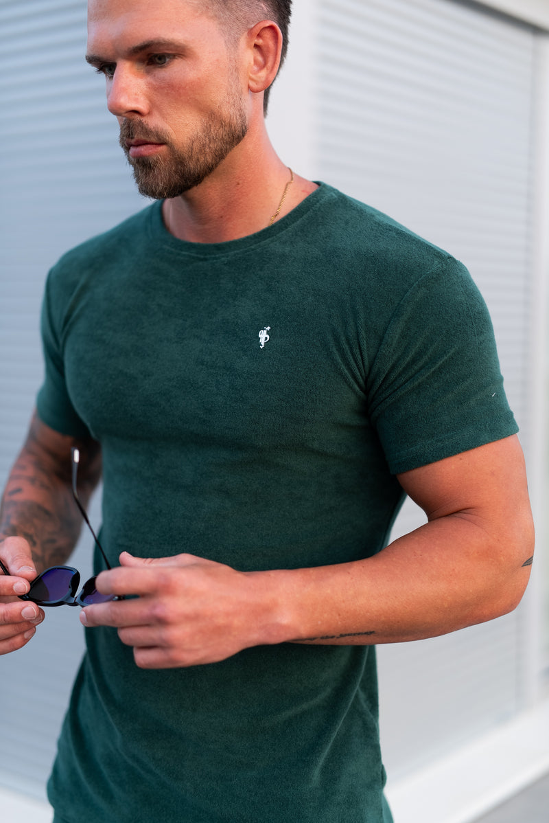 Vater-Söhne-T-Shirt mit Rundhalsausschnitt, Waldgrün/Silber – FSH1347