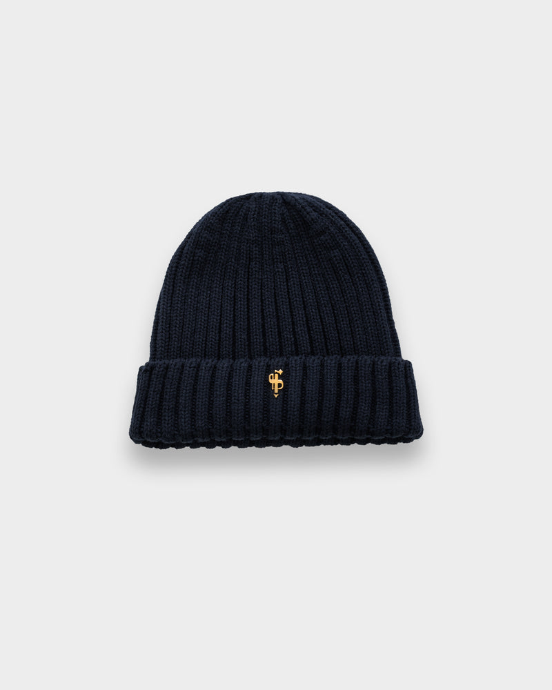 Gerippte Beanie-Mütze für Vater und Sohn, Marineblau – FSJ121 (VORBESTELLUNG 12. NOVEMBER)