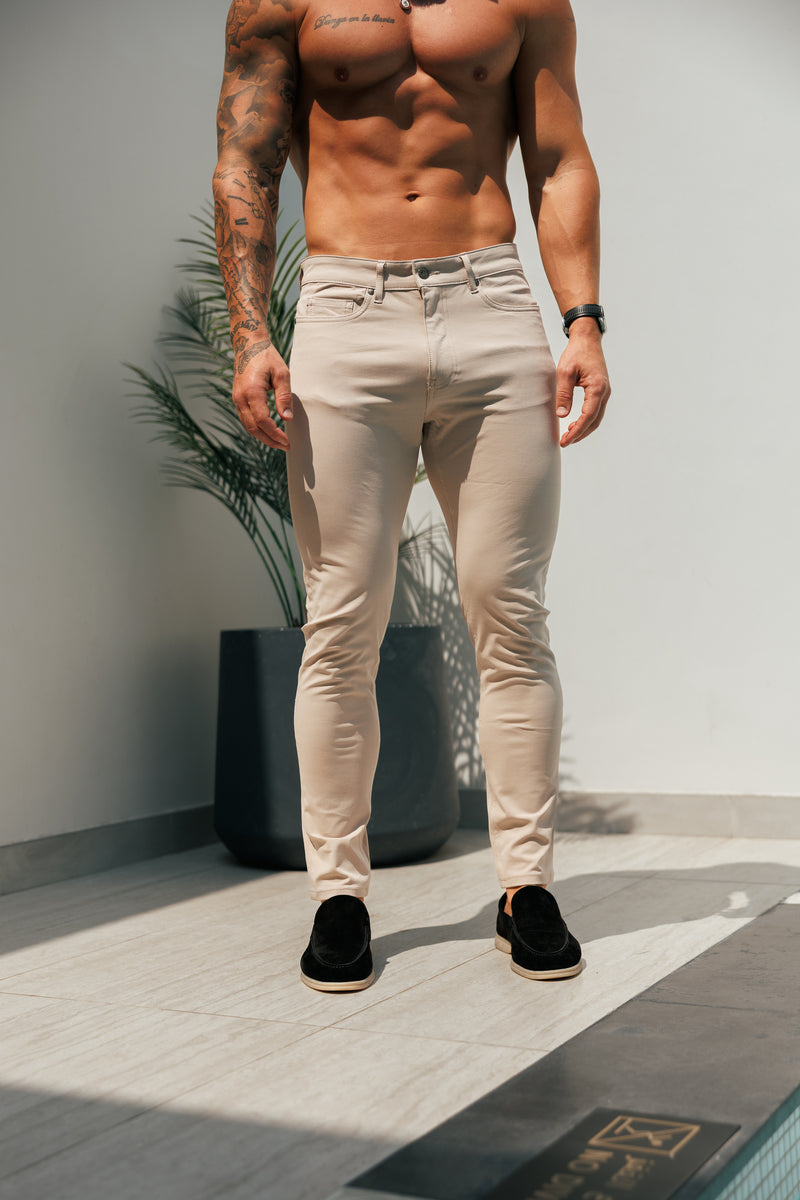 Father Sons Ultra Stretch Beige Relaxed Jeans – FSJEAN008