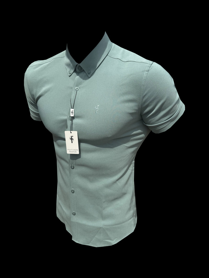 FS Super Slim SS Olivgrüner Scuba mit Button-Down-Kragen – FS1190