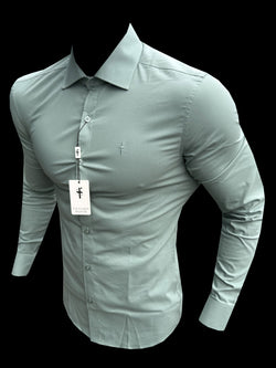 Vater-Söhne-Muscle-Fit-Advanced-Stretch-Khaki mit Cutaway-Kragen – FS1200