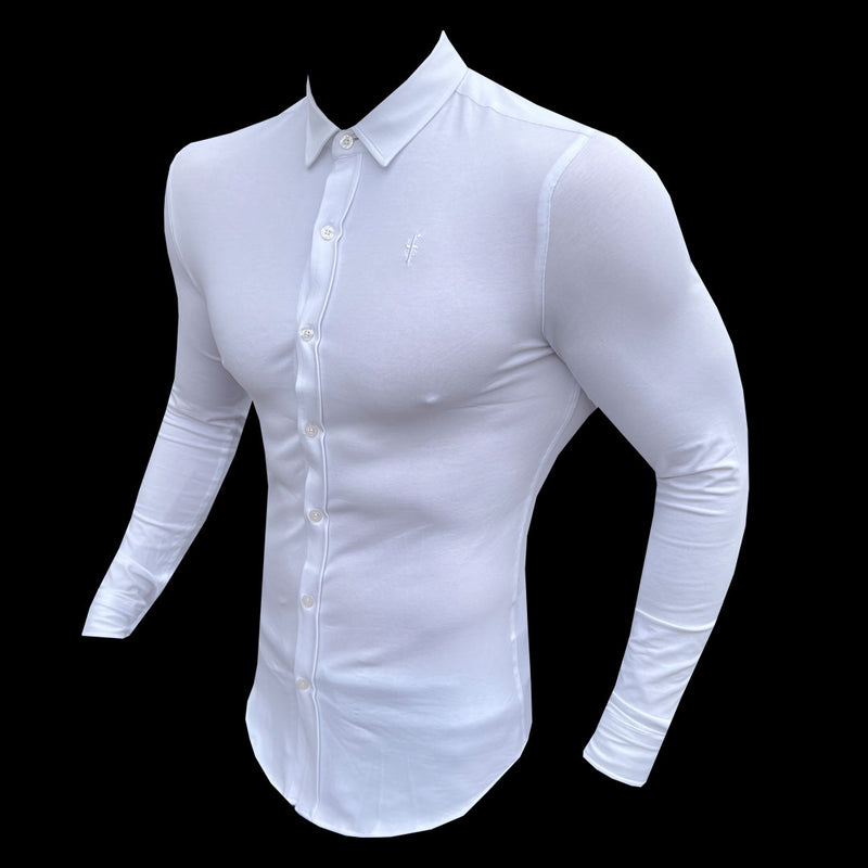 Tailliertes weißes Langarmtrikot „Vater und Sohn“ – FSD001