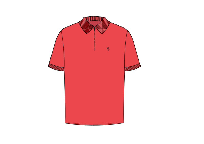 Father Sons klassisches Poloshirt mit Reißverschluss in Koralle und Schwarz – FSH852
