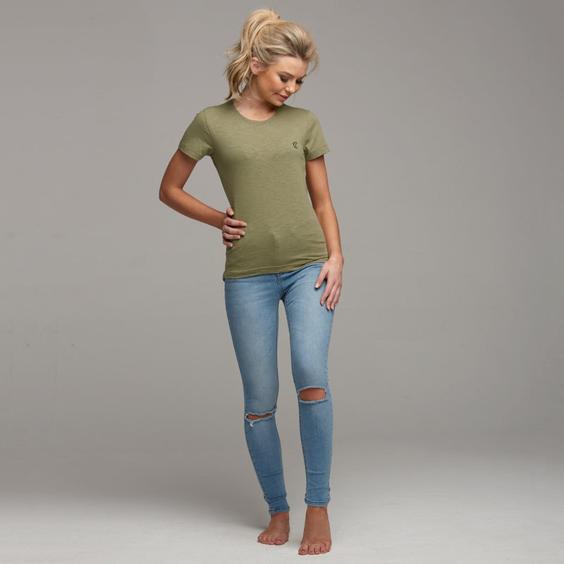 TEGAN KHAKI SLUB TEE - CT052