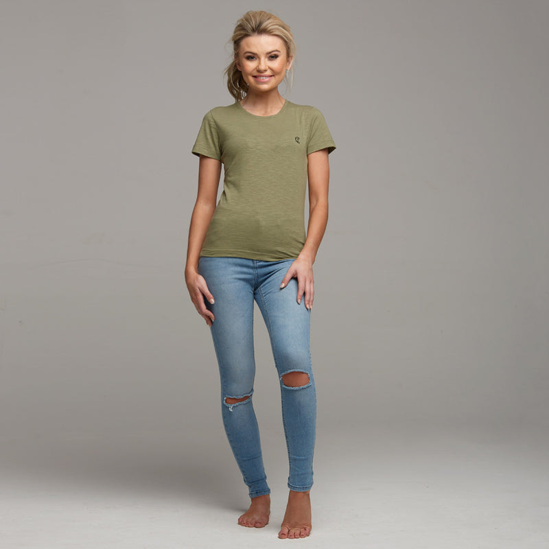 TEGAN KHAKI SLUB TEE - CT052