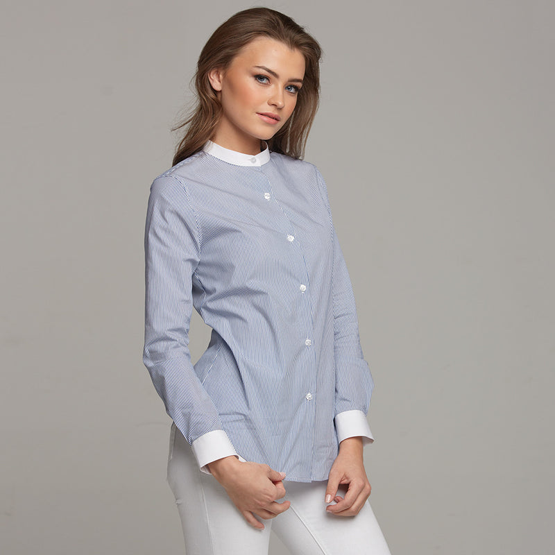 BLAIR STRIPE CONTRAST COLLAR STAND SHIRT - CT030