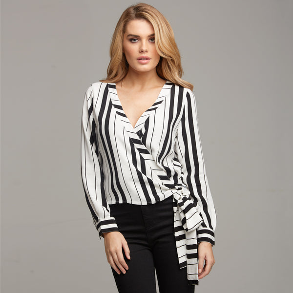 TIA WRAP STRIPE SHIRT - CT064