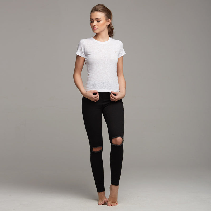 TEGAN WHITE SLUB TEE - CT051