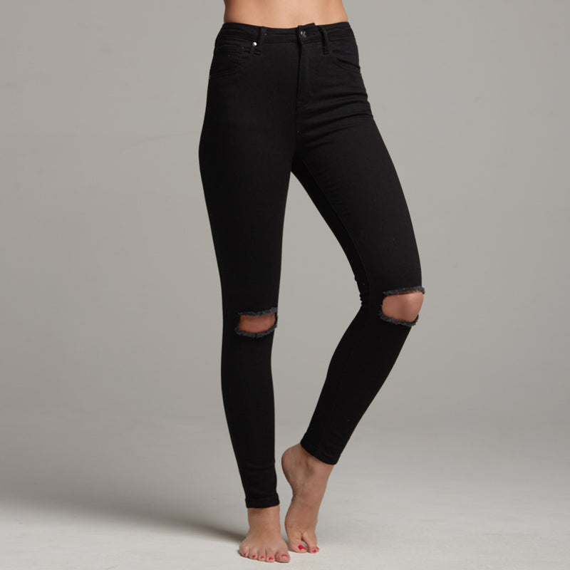 GIGI RIPPED BLACK JEANS - CT057