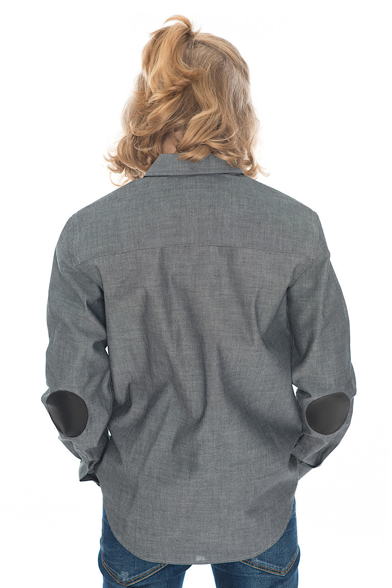 Vater-Söhne-Tasche aus grauem und schwarzem Leder für Jungen – FSB014 (LETZTE CHANCE)