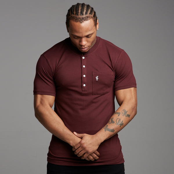 Father Sons Classic Burgundy Grandad Polo Shirt - FSH195