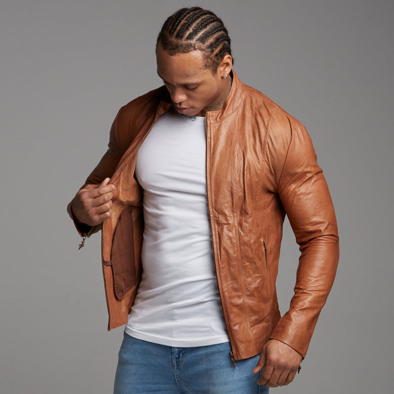 Father Sons Tan Lammlederjacke – FSH205