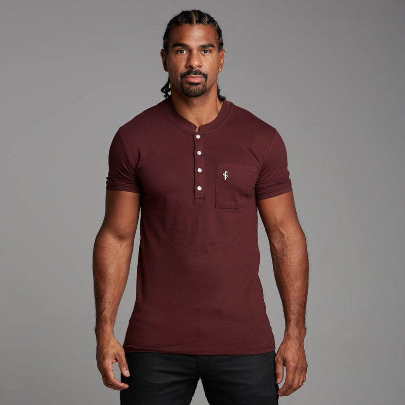 Father Sons Classic Burgundy Grandad Polo Shirt - FSH195