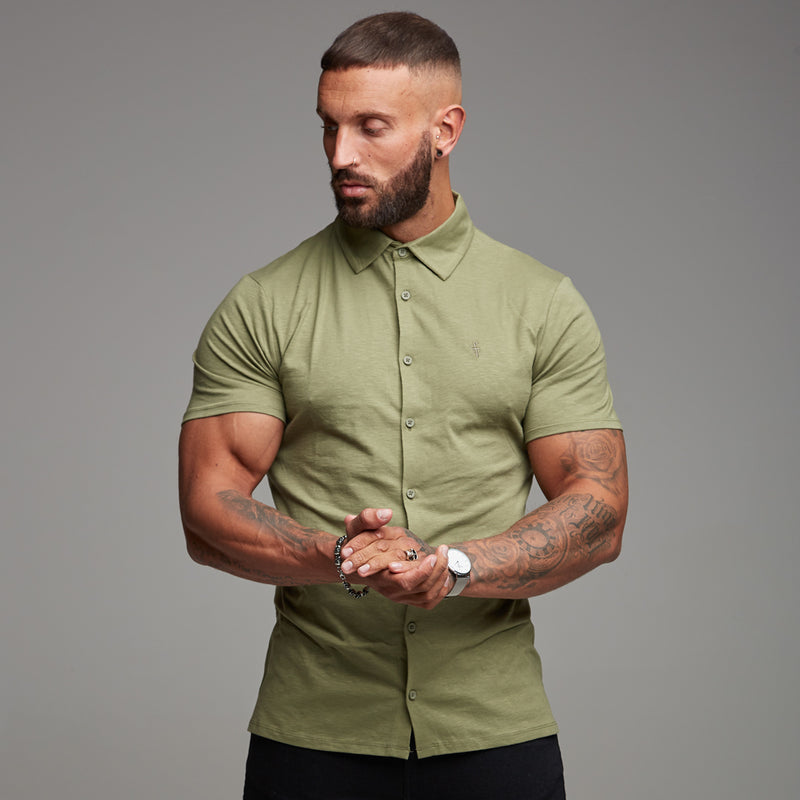 Father Sons Super Slim Khaki Jersey Short Sleeve - FSH014 (LAST CHANCE)