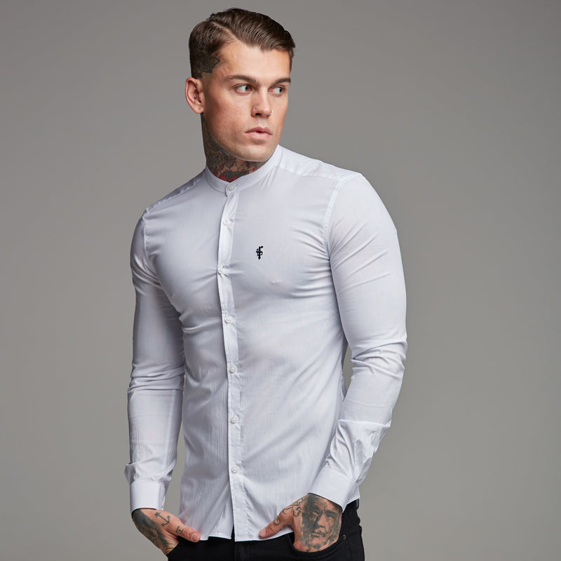 Father Sons Super Slim Stretch Classic White Grandad Collar - FS170