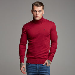 Klassischer roter Strickpullover mit Rollkragen von Father Sons (Kohle-Emblem) – FSH086 (LETZTE CHANCE)