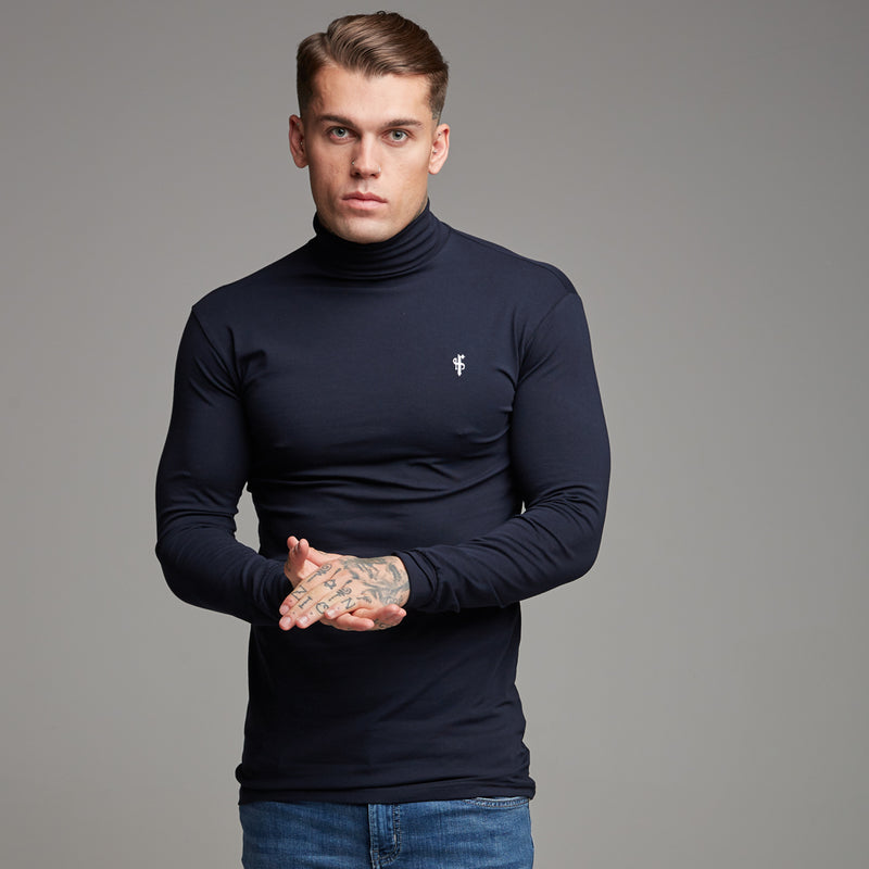 Father Sons Classic Navy Stretch Roll Neck  - FSH164