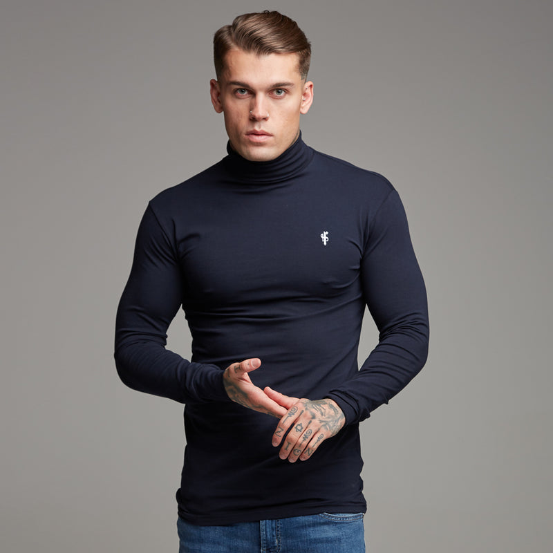 Father Sons klassischer marineblauer Stretch-Rollkragenpullover – FSH164