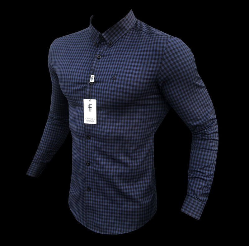 Father Sons Super Slim Ultra Stretch Blue & Black Check - FS474