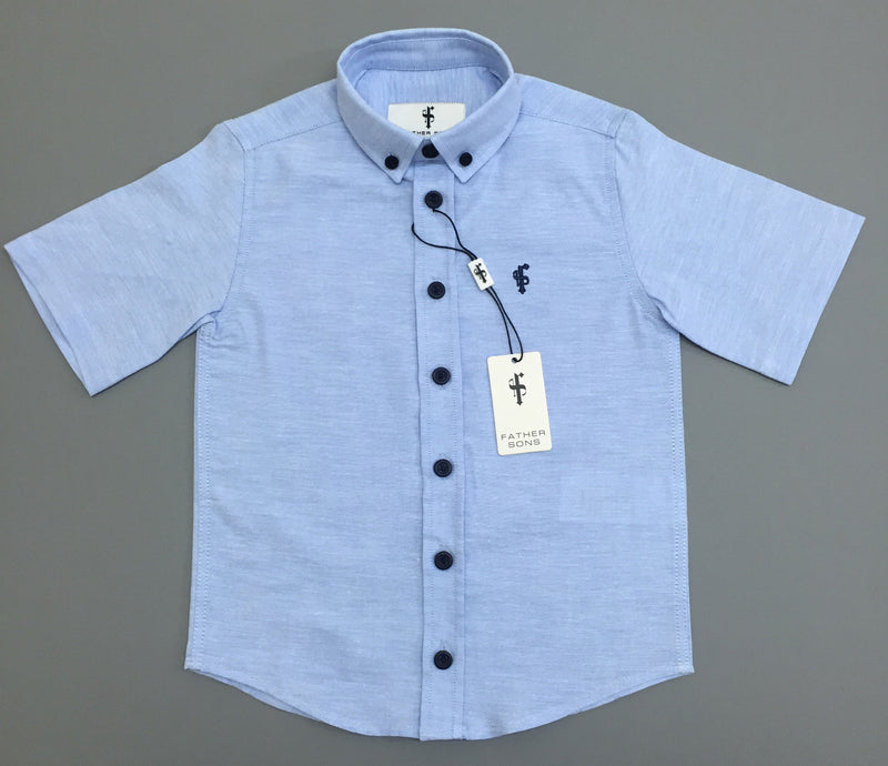 Father Sons Boys Blue Oxford Contrast - FSB003 (LAST CHANCE)