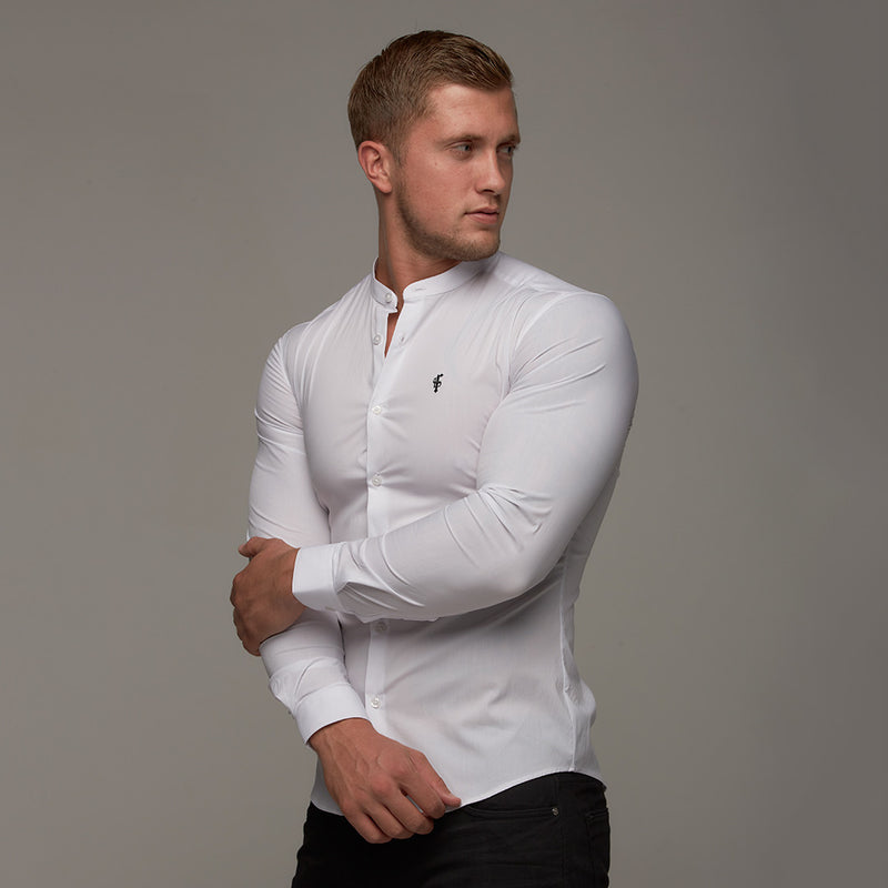 Father Sons Super Slim Stretch Classic White Grandad Collar - FS170