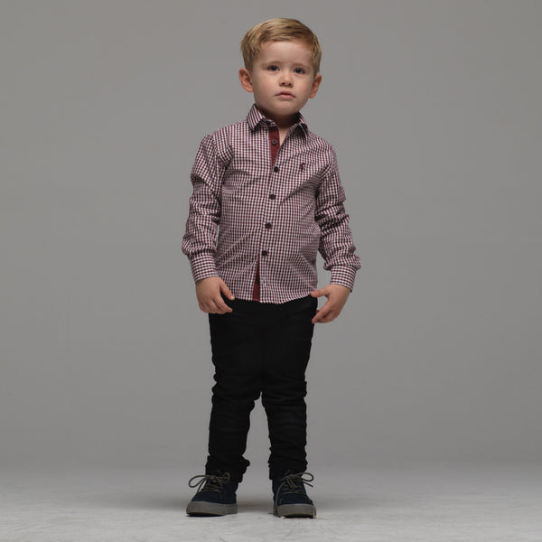 Father Sons Boys Burgundy Check - FSB015 (LAST CHANCE)