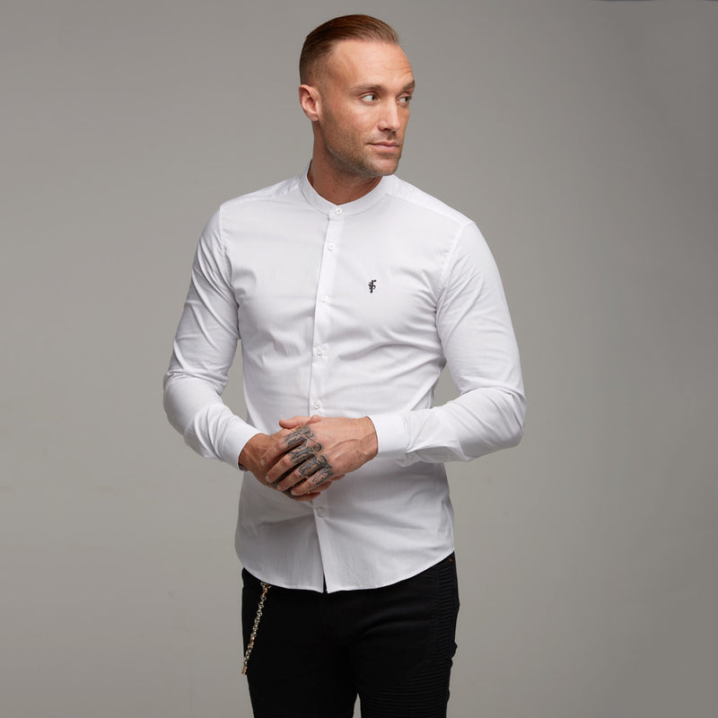 Father Sons Super Slim Stretch Classic White Grandad Collar - FS170