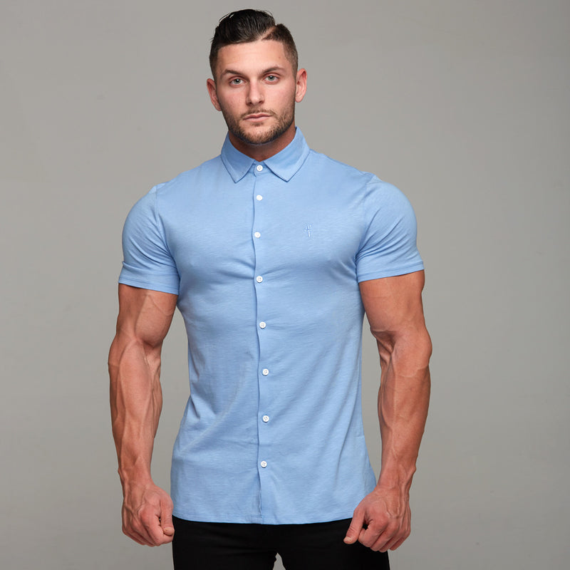 Father Sons Super Slim Baby Blue Jersey Short Sleeve - FSH015 (LAST CHANCE)