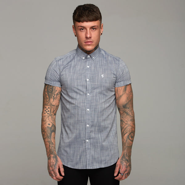 Father Sons Classic Blue/Grey Slub Short Sleeve - FS281 (LAST CHANCE)