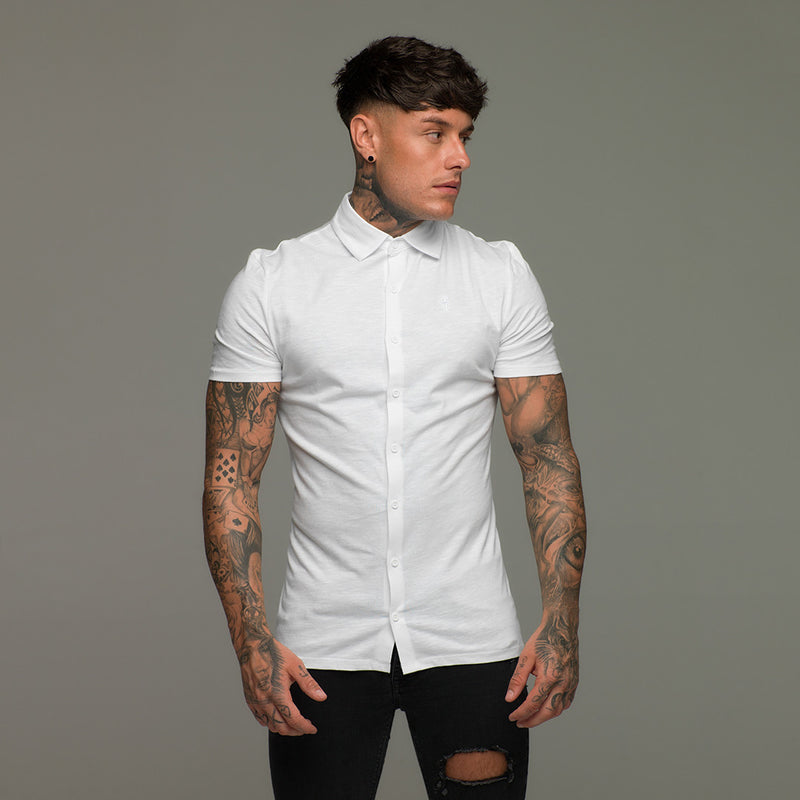 Father Sons Super Slim White Jersey Kurzarm – FSH020 (LETZTE CHANCE)